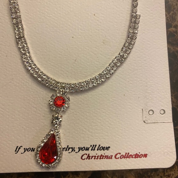 Ruby Red Earring, Bracelet and Necklace Set - Picture 6 of 8